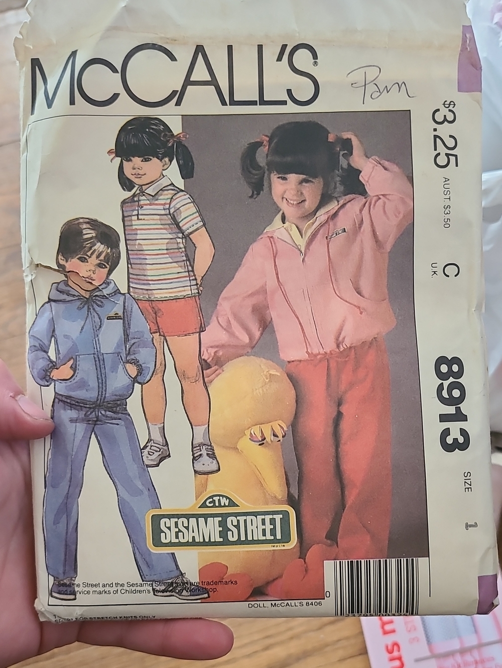 vintage McCall’s 8913 sewing pattern from 1984 Sesame Street Themed Play Clothes